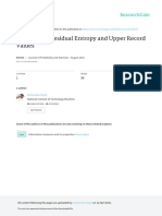 Generalized Residual Entropy and Upper Record Valu PDF