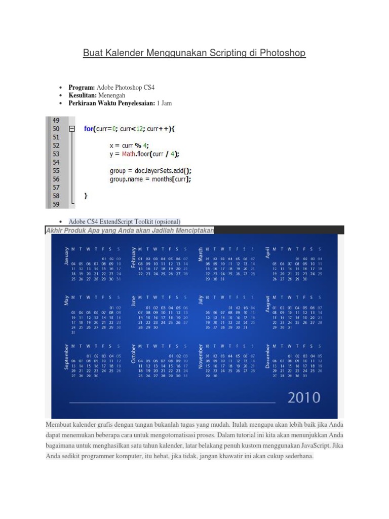 Membuat Kalender dengan Photoshop Scripting | PDF