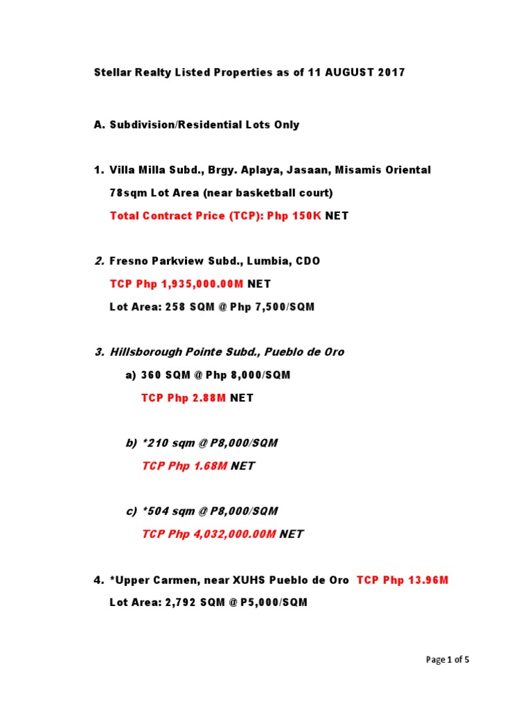 Stellar Realty Listings PDF Industries Agriculture