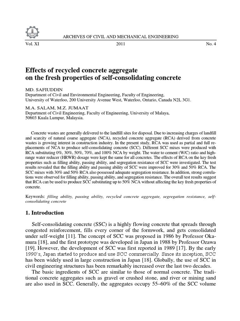 Recycled Concrete Aggregate in SCC | PDF | Porosity | Construction ...