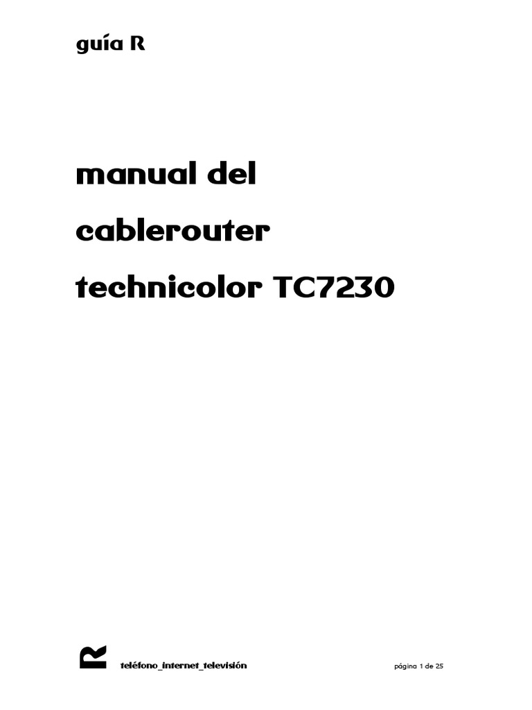 Manual del Router Technicolor TC7230 | PDF | Dirección IP | Enrutador ...