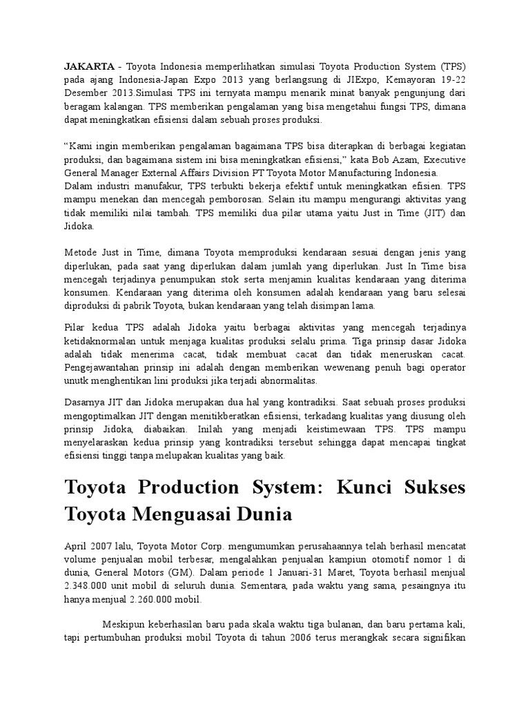 Tugas Proses Produksi Toyota Pdf