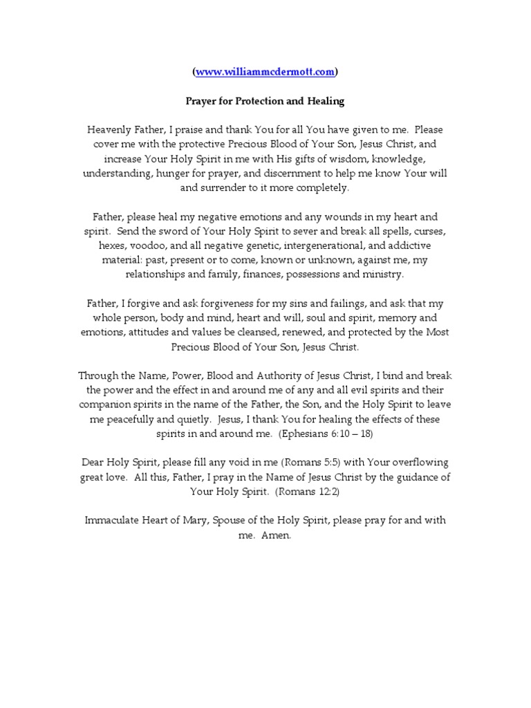 Prayer for Healing and Protection | PDF