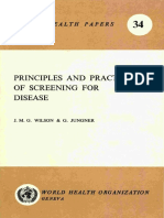 Principles and Practice of Screening For Disease: Public Health Papers