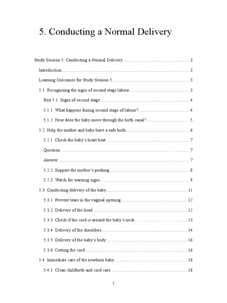 Conducting a Safe Normal Delivery Guide | PDF | Childbirth | Infants