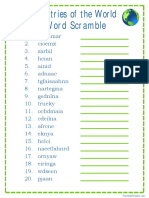 Countries Word Scramble Game PrintableParadise