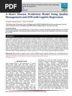 A Heart Disease Prediction Model Using Quality Management and SVM with Logistic Regression