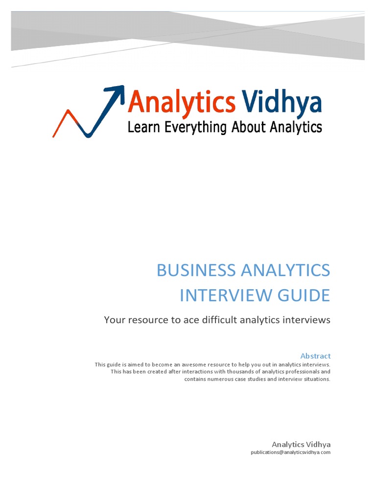 Interview Guide by Analytics Vidhya | PDF | Intelligence Analysis ...