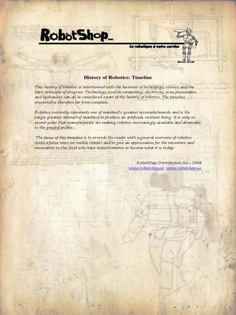 Robotics History Timeline Overview | PDF | Robot | Robotics