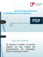 Curso: Comprensión y Redacción de Textos II. Sesión 4A. El Planteamiento de Preguntas (2017-2)