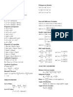 Algebra and Trigonometry Formulas, Identities, and Concepts