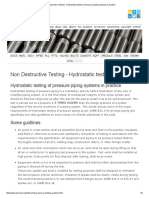 Non Destructive Testing - Hydrostatic Testing of Pressure Piping Systems in Practice