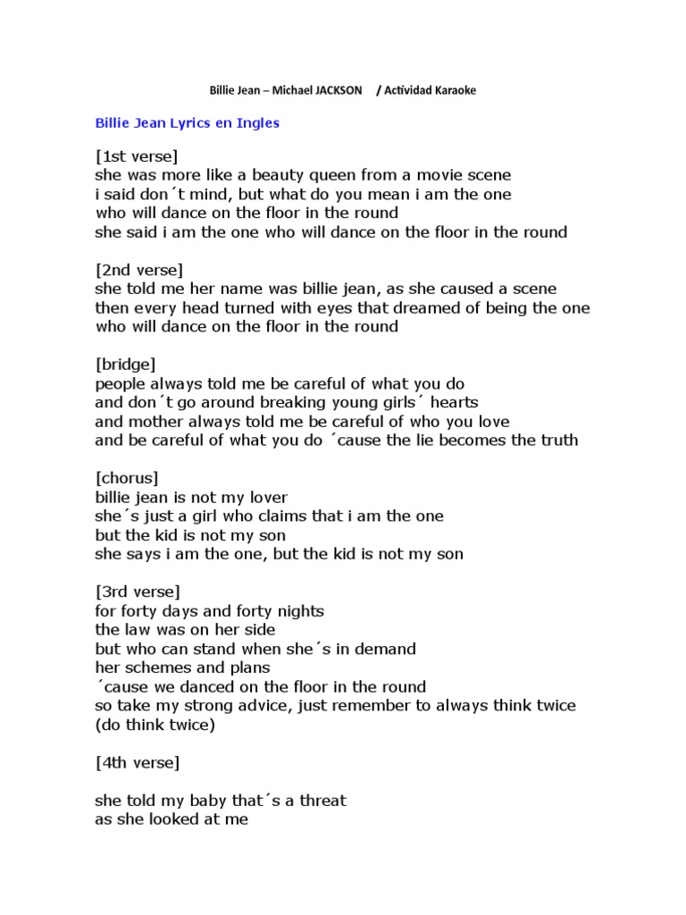 Billie Jean Song Structure