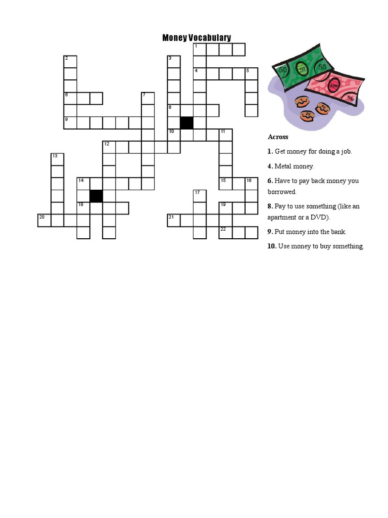 Money Voary Crossword Banknote Currency