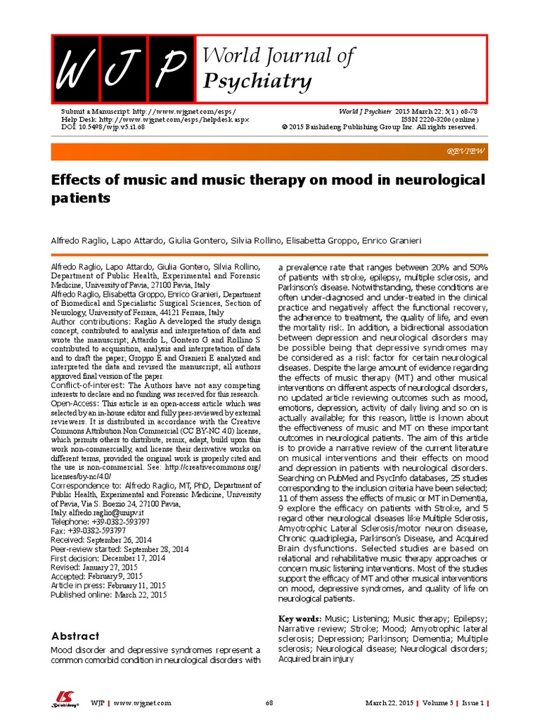 Raglio 2015 Effects of Music and Music Therapy On Mood in Neurological ...