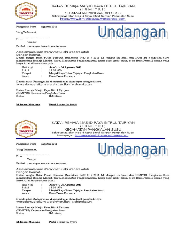 Undangan Buka Puasa Bersama Thn 2011