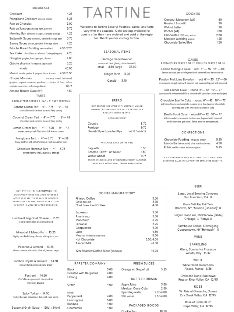 Artisan Breads and Pastries Menu | PDF