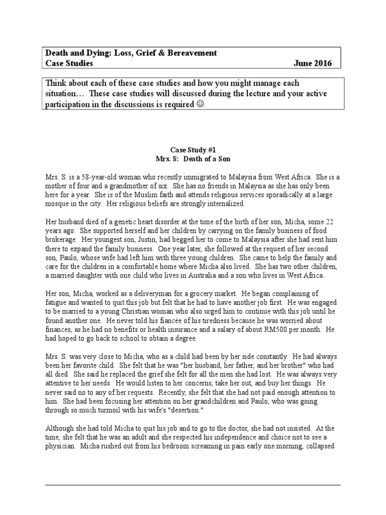 Traumatic grief case study image