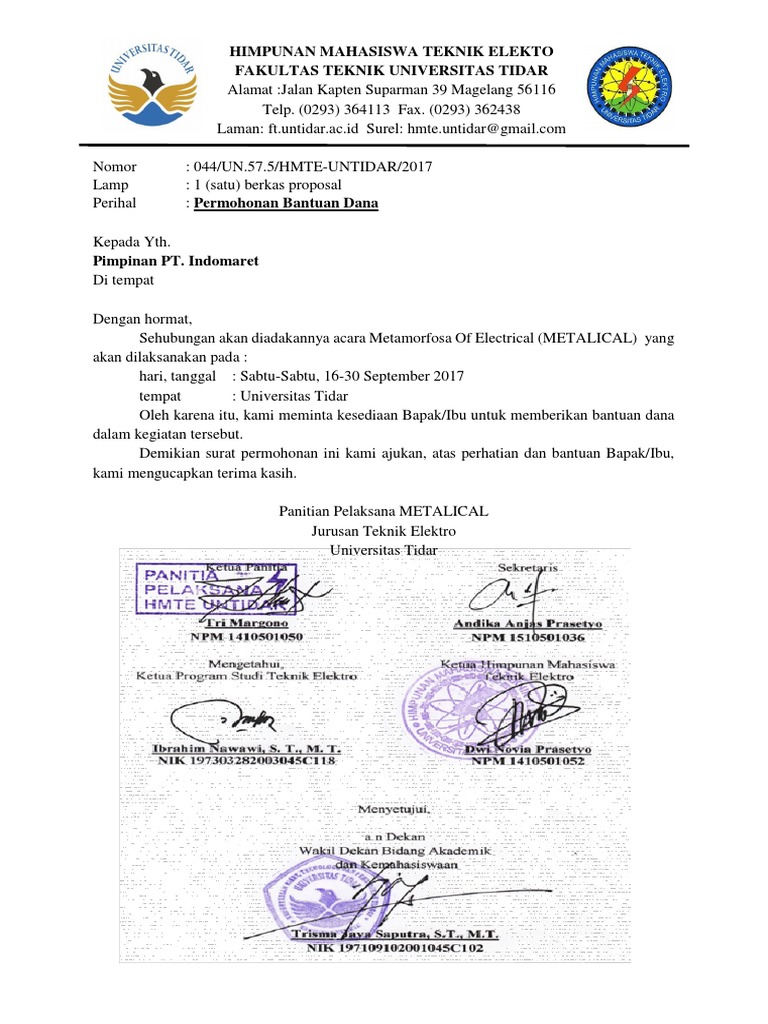 Surat Permohonan Dana Pt Indomaret