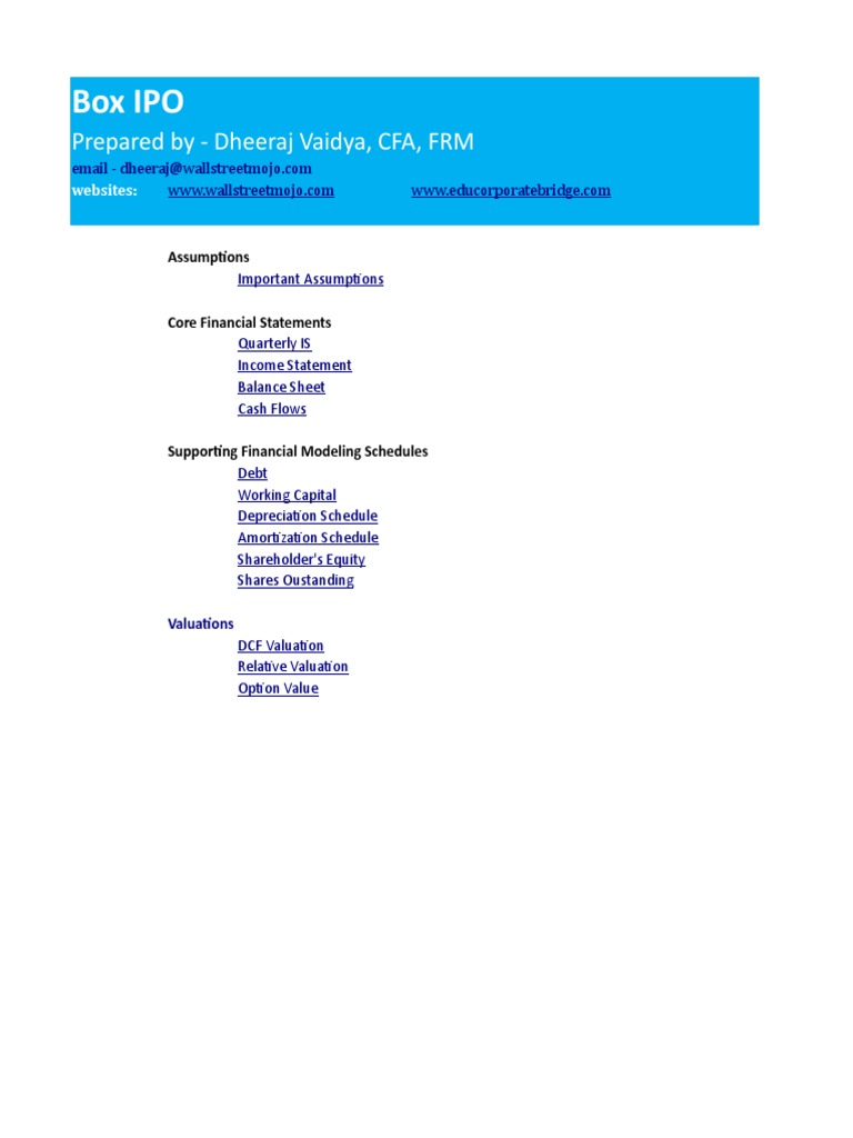 Box IPO Financial Analysis Report | PDF | Free Cash Flow | Discounted ...