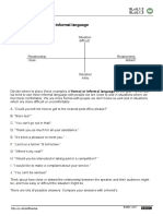 Recognising Formal and Informal Language: Slc/L1.2 Slc/L1.3