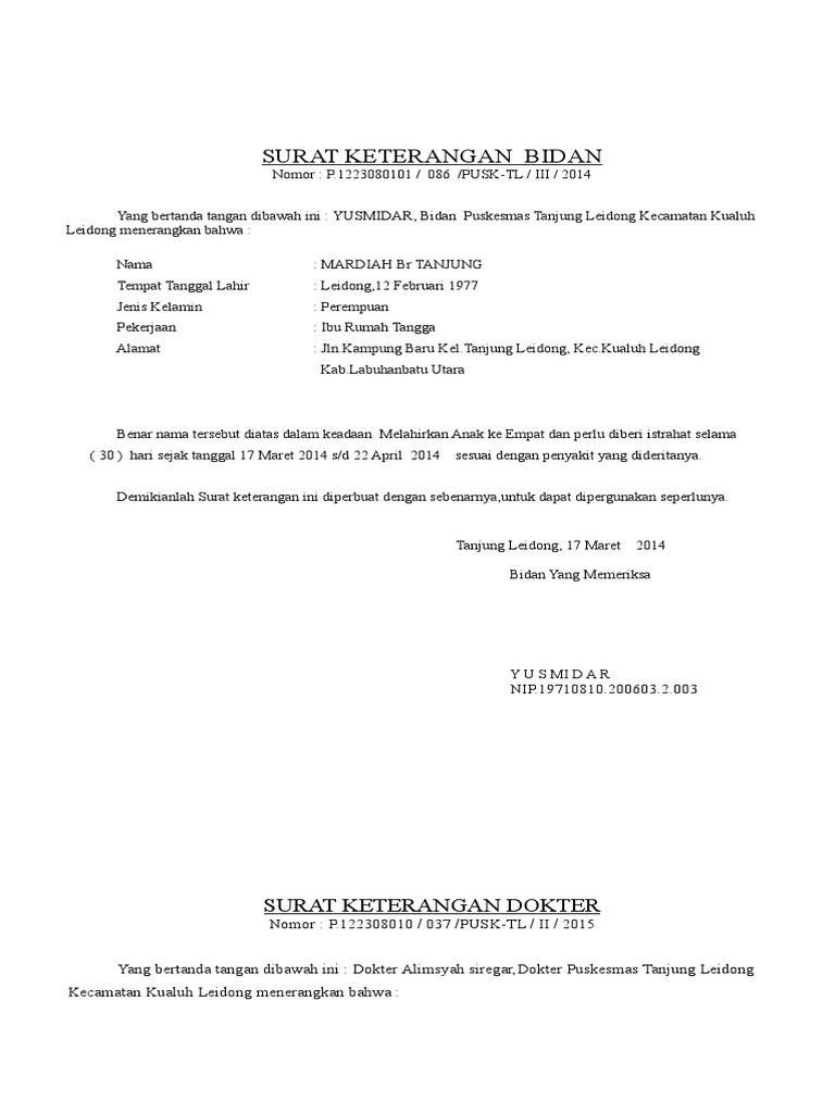 Surat Keterangan Sakit | PDF