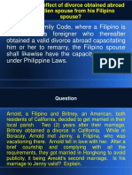 What Is The Effect of Divorce Obtained Abroad by An Alien Spouse From His Filipino Spouse?