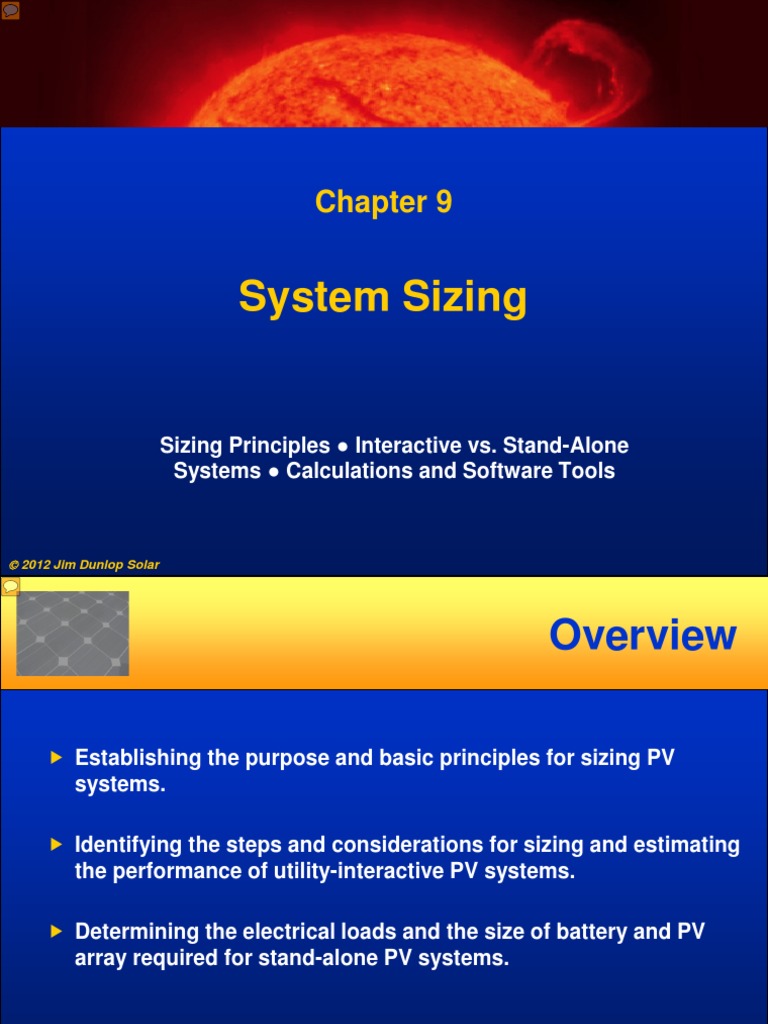 Pv Solar System Sizing Photovoltaic System Power Inverter