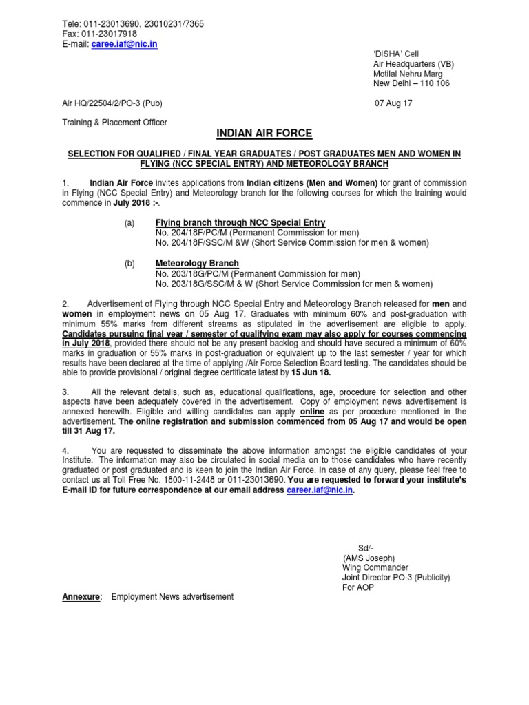 iaf ncc special entry