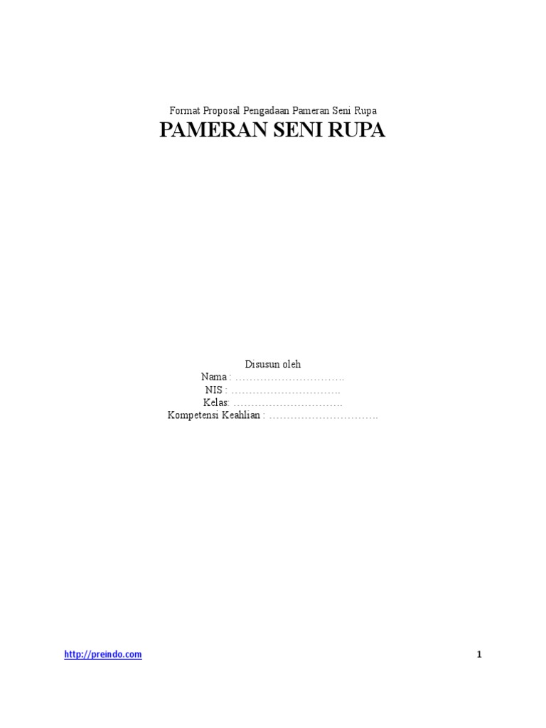 Contoh Format Proposal Pameran