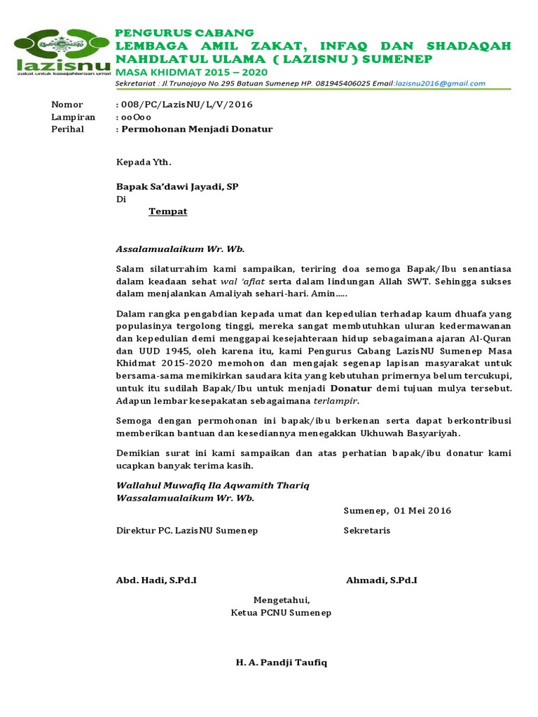 Permohonan Donatur