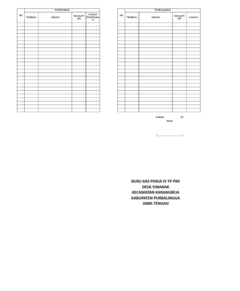 Format Buku Kas Pkk