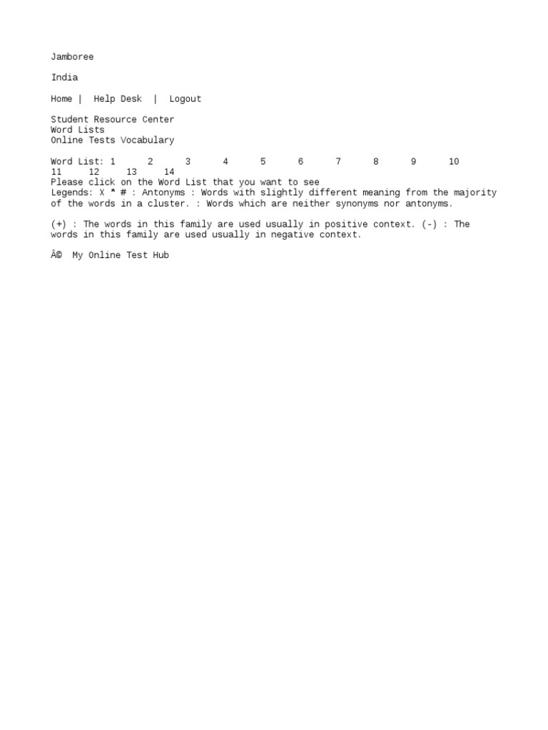 175897706 Jamboree Word List Anger Vocabulary