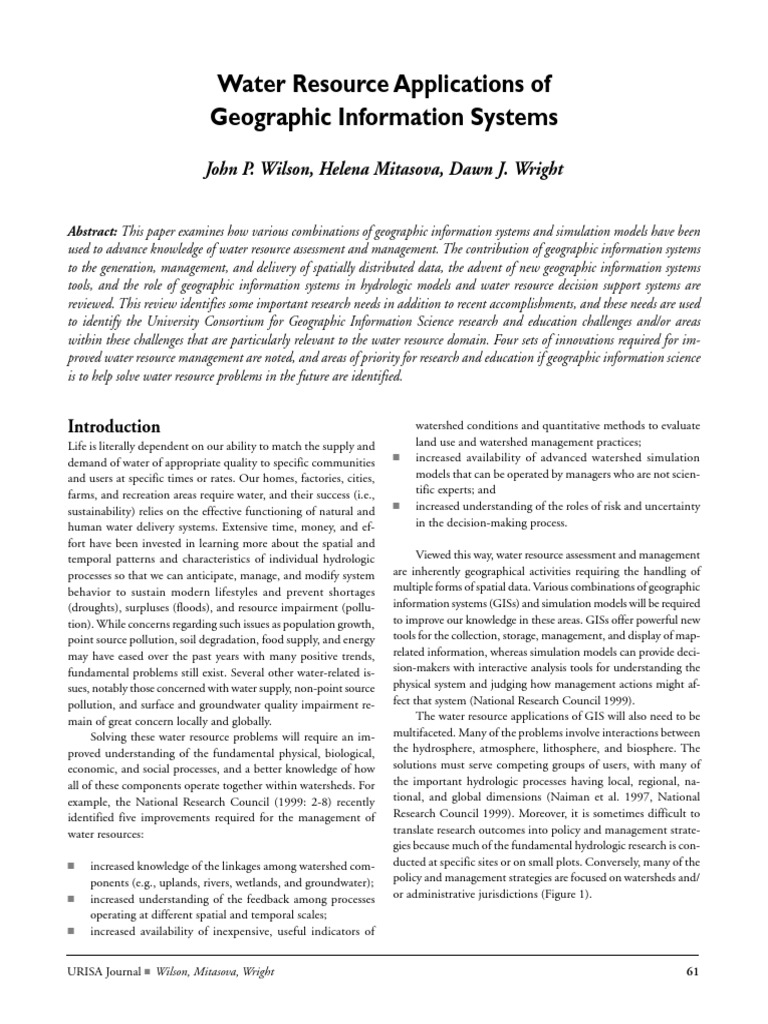 GIS Applications in Water Resource Management | PDF | Geographic ...