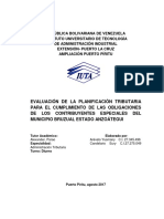 Evaluación de La Planificación Tributaria para El Cumplimiento de Las Obligaciones de Los Contribuyentes Especiales Del Municipio Bruzual Estado Anzoátegui