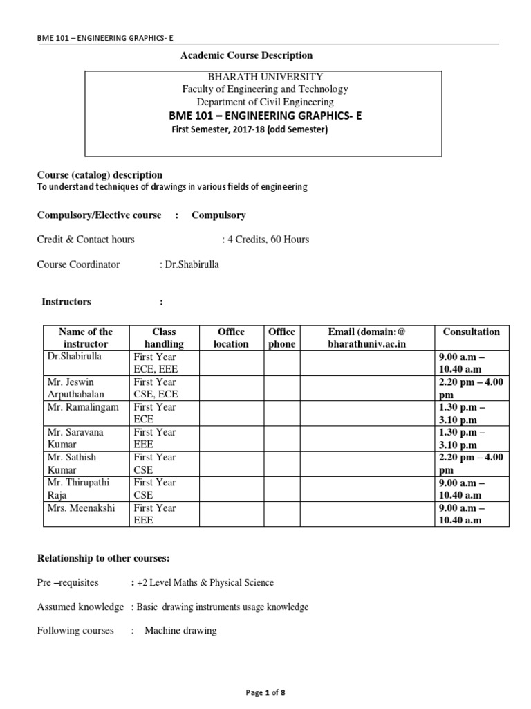 Bme 101 Engineering Graphics e PDF Technical Drawing Engineering