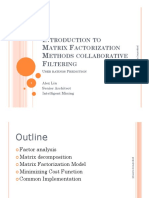 I M F M F: Ntroduction TO Atrix Actorization Ethods Collaborative Iltering