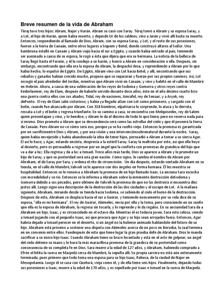 Resumen de la vida de Abraham | PDF | Ismael | Abrahán