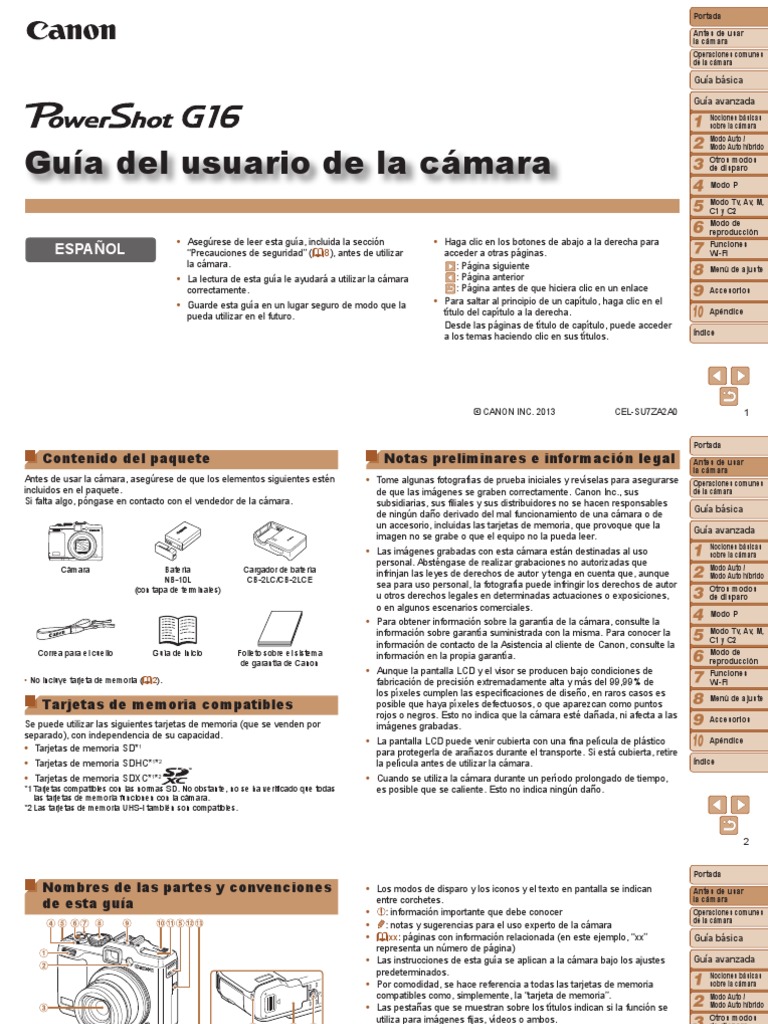 Manual Canon PowerShot G16 Espanol PDF PDF