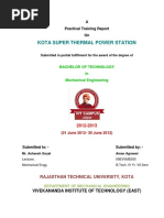 Kota Super Thermal Power Station: A Practical Training Report On