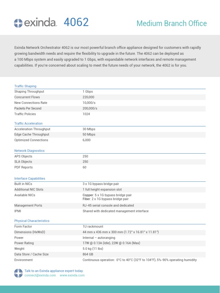 Exinda 4062: Scalable Network Appliance | PDF | Computers