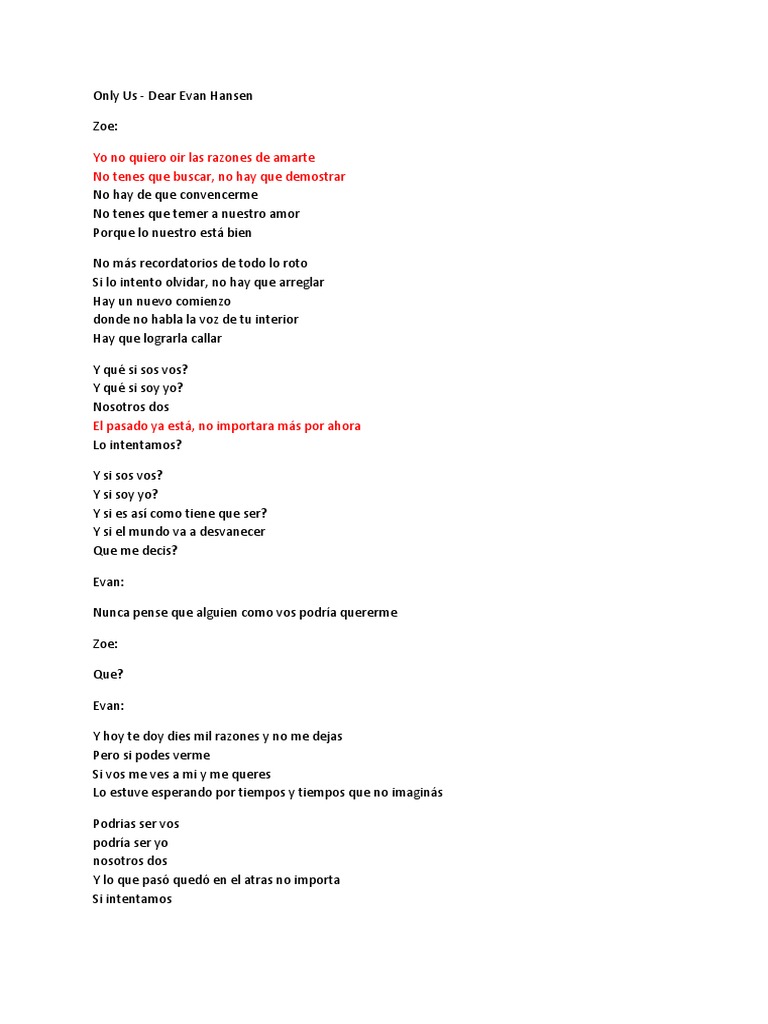 Dear Evan Hansen - Only Us | PDF | Artes del Lenguaje y Comunicación | Arte