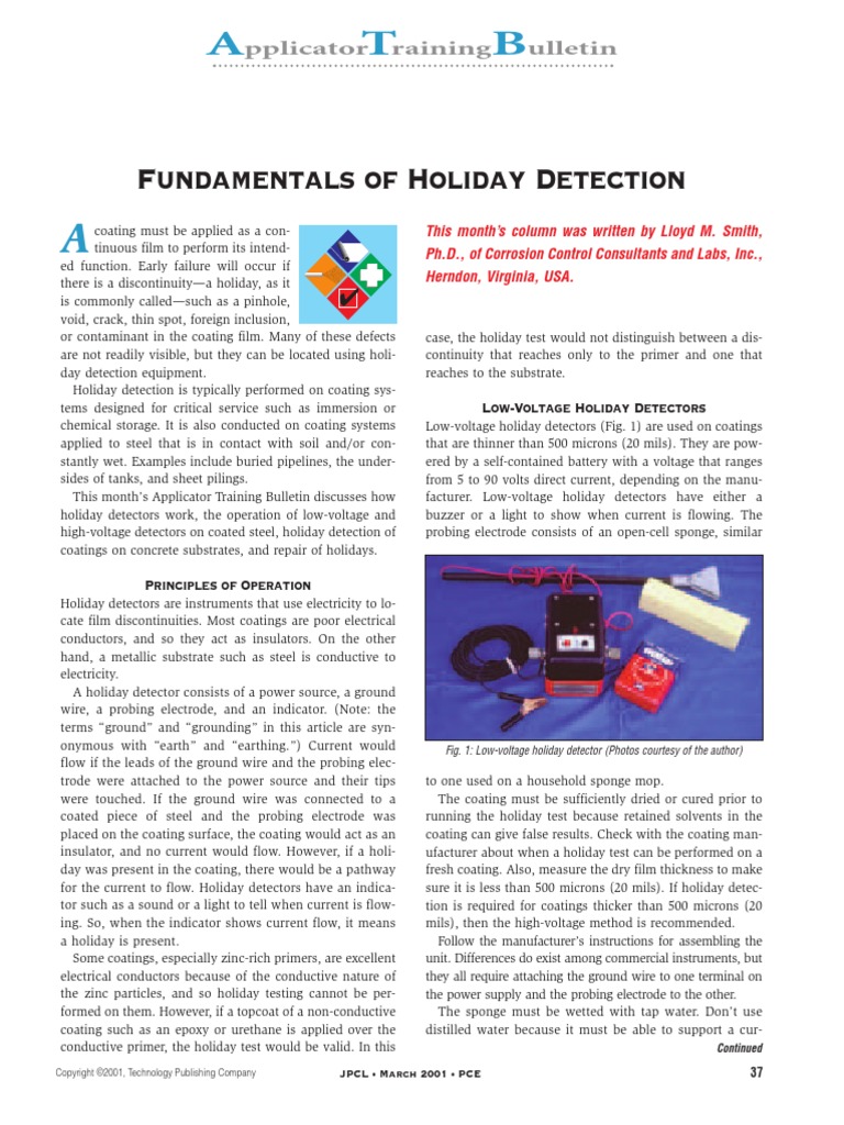 Fundamentals of Holiday Detection PDF | PDF | High Voltage | Insulator ...