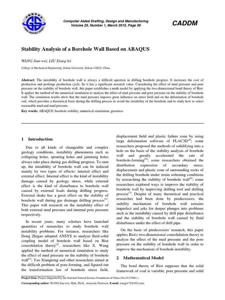 10okÁõÏéÀÚ-Stability Analysis of A Borehole Wall Based On ABAQUS | PDF ...
