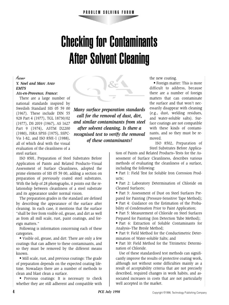 Checking For Contaminants After Solvent Cleaning | PDF | Chemistry ...