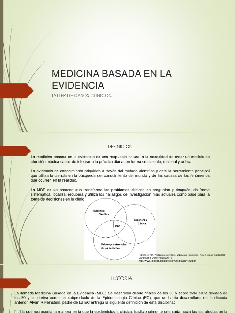Historia de la Medicina Basada en Evidencia | PDF | Evidencia basada en ...