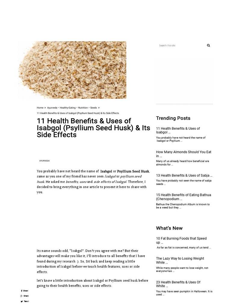 11 Benefits & Uses of Isabgol (Psyllium Husk) & Its Side Effects
