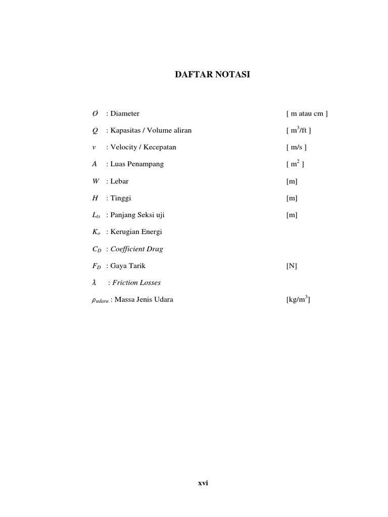 Daftar Notasi Skripsi Teknik | PDF | Teknologi & Rekayasa