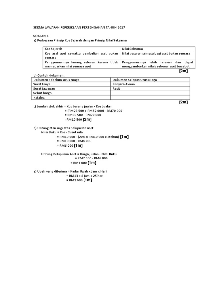 Skema Jawapan Peperiksaan Pertengahan Tahun 2017 Pa K2 Pdf
