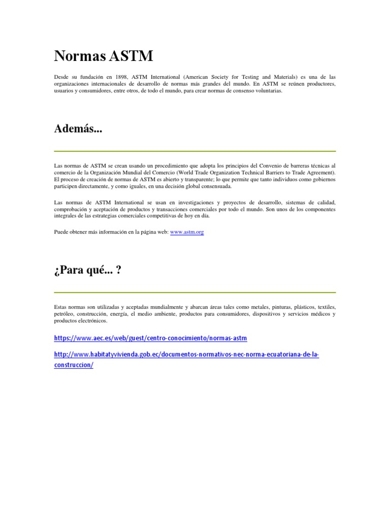 Normas ASTM | PDF | Ingeniería | Informática y tecnología de la información